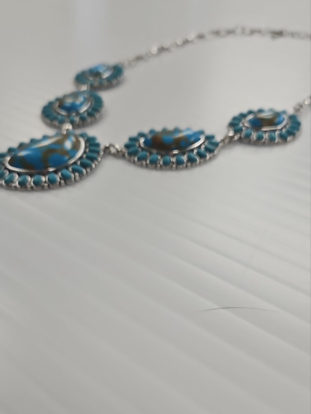 Turquoise Teardrop Statement Necklace - Women Jewelry - Picture 5 of 7